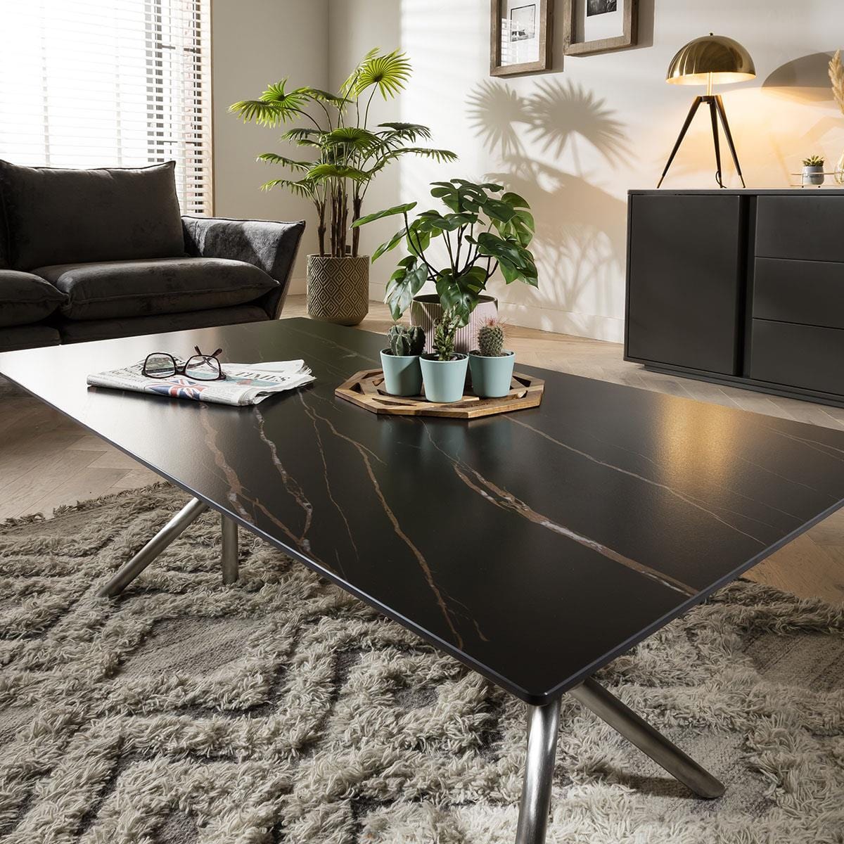 Coffee Table Grey & Gold Stone Effect on Stainless Steel Legs Living Room / Coffee Tables Sheffield Discount Furniture
