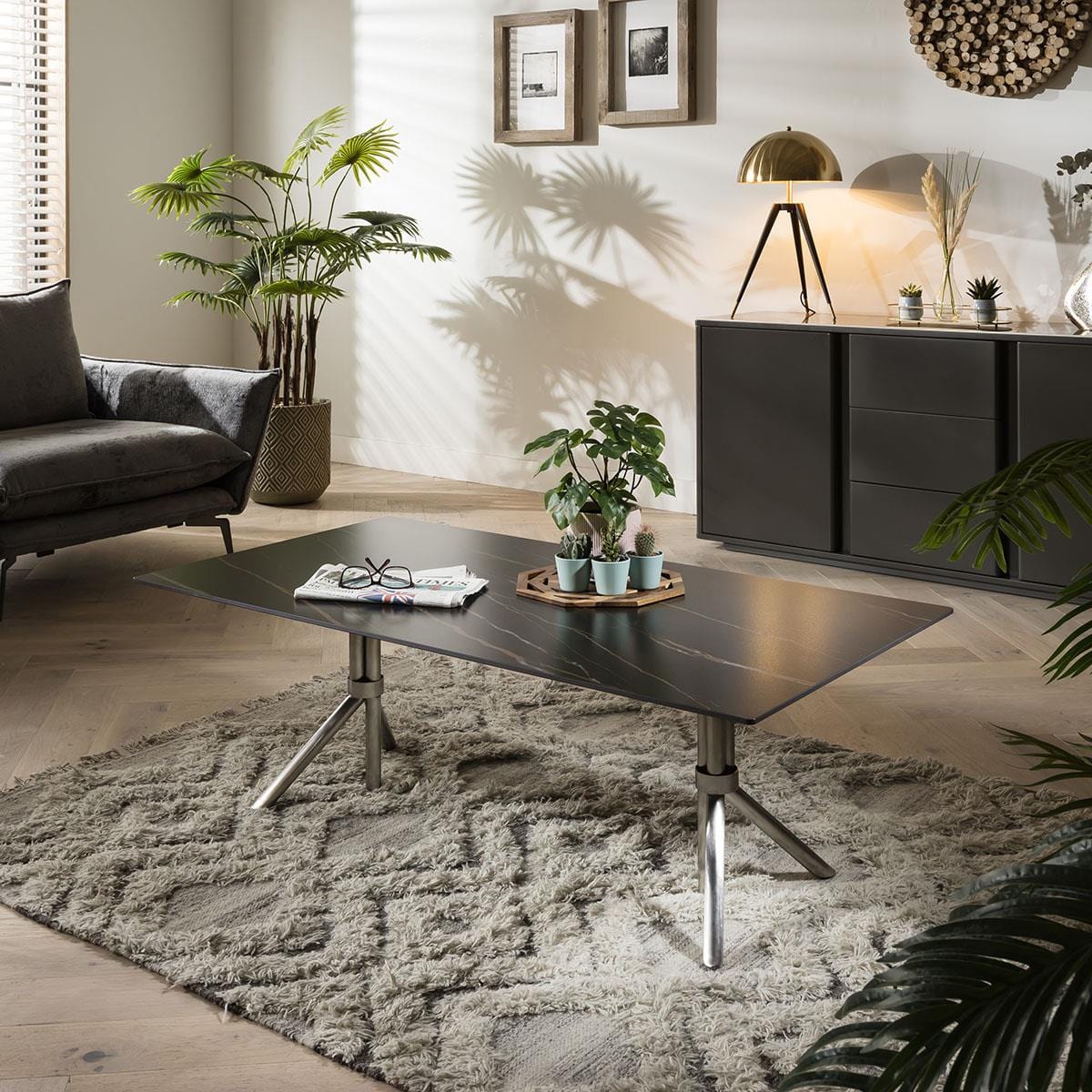 Coffee Table Grey & Gold Stone Effect on Stainless Steel Legs Living Room / Coffee Tables Sheffield Discount Furniture