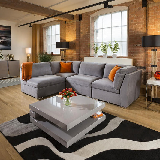 Comfy Charlotte Corner Sofa Medium Grey L Shape 4 Seat 12R Living Room / Sofas / In Stock Sofas Sheffield Discount Furniture