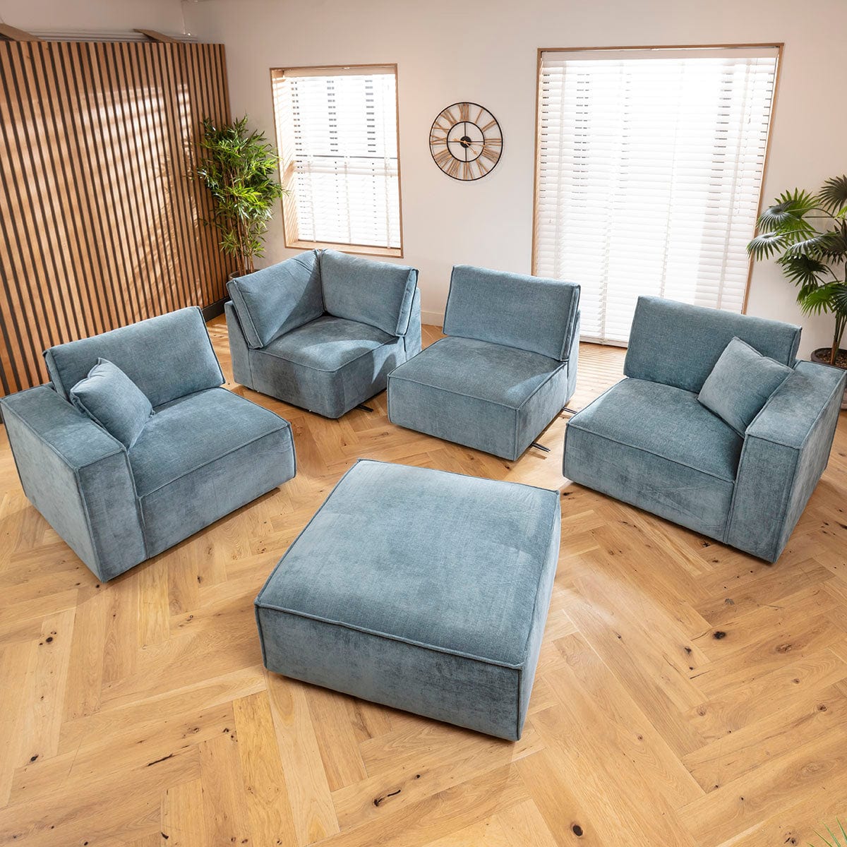 Rupert Large Modern 4 Seater Modular Sofa Settee Aqua Blue 398x98cm 16