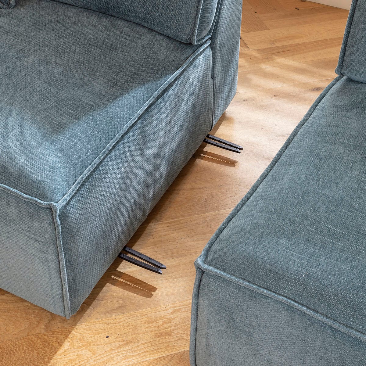 Rupert Modern 5 Seater Modular Corner Sofa Aqua Blue 297x297cm 14