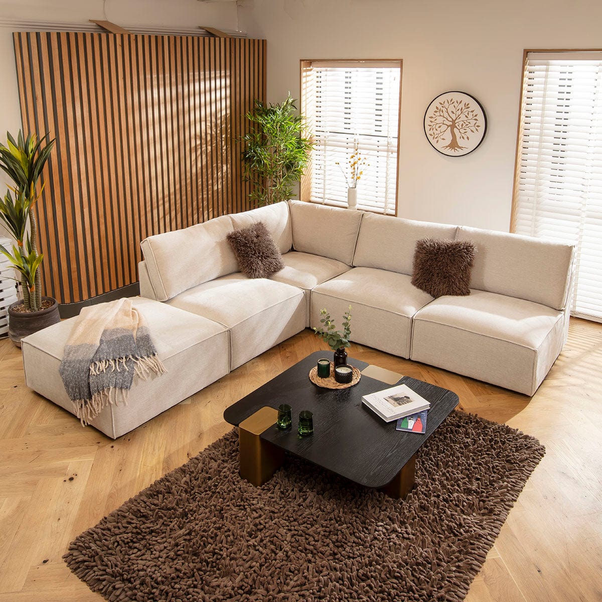 Rupert Modern 4 Seater Modular Corner Sofa Natural 276x285cm 20