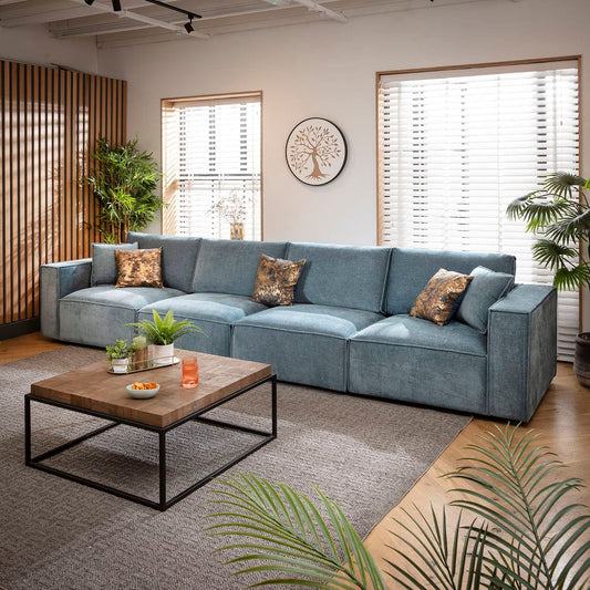 Rupert Large Modern 4 Seater Modular Sofa Settee Aqua Blue 398x98cm 16