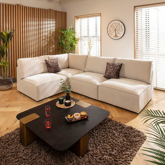 Rupert Modern 4 Seater Modular Corner Sofa Natural 276x187cm 22