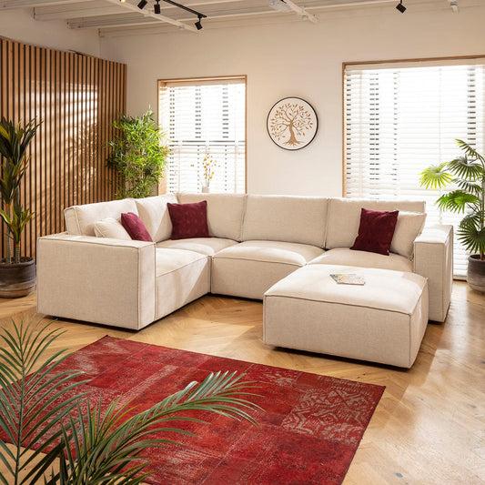 Rupert Modern 4 Seater Modular Corner Sofa Natural 306x208cm 5
