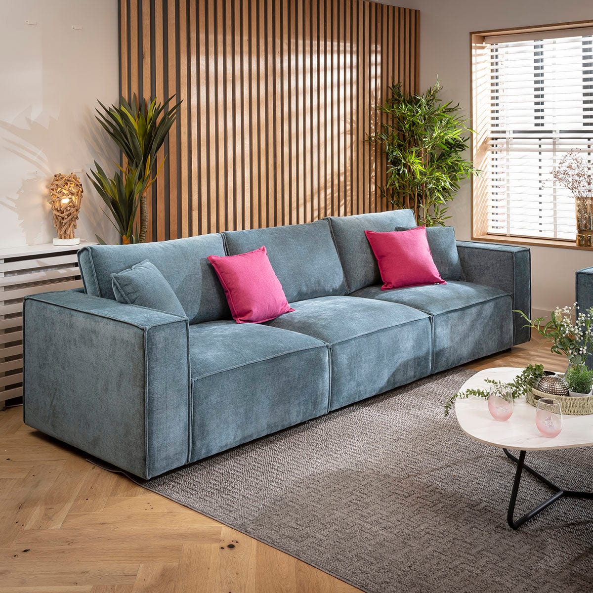Rupert Small 3 & 2 Seater Sofa Set Aqua Blue Woven Fabric 1+2S