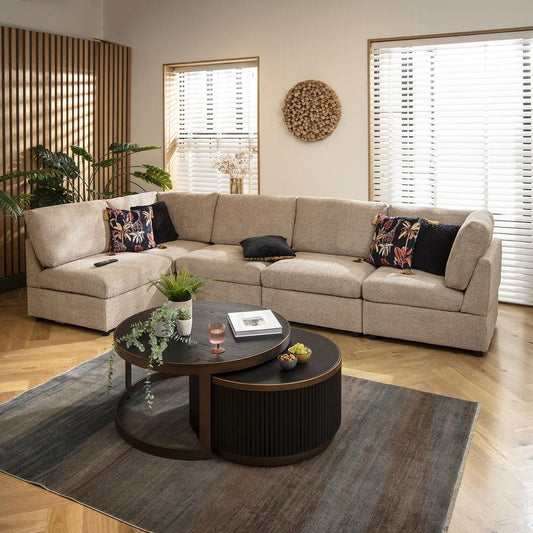 Sophie 6 Seater Corner Sofa Biscuit Beige Boucle 320x160cm 13R