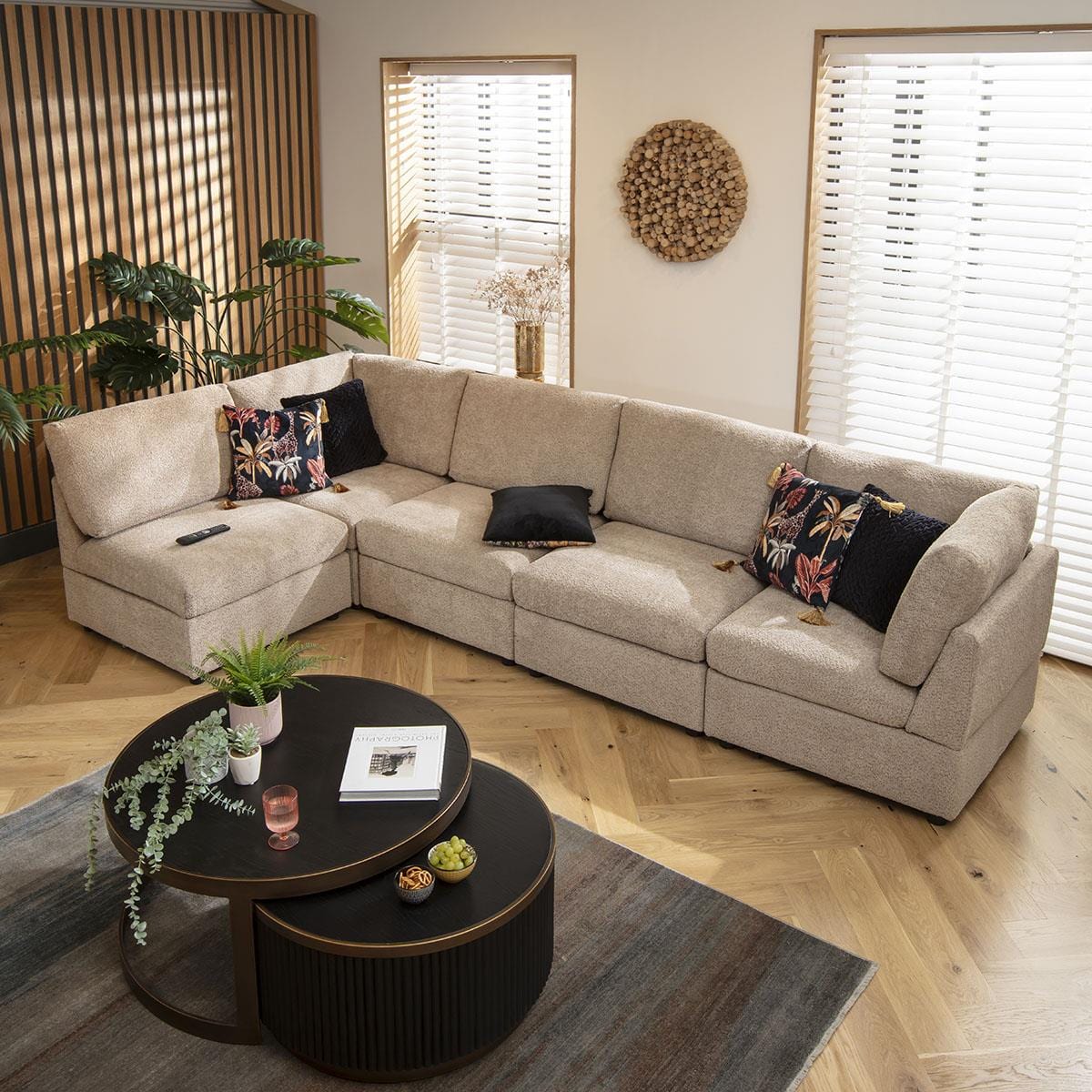 Sophie 6 Seater Corner Sofa Biscuit Beige Boucle 320x160cm 13R
