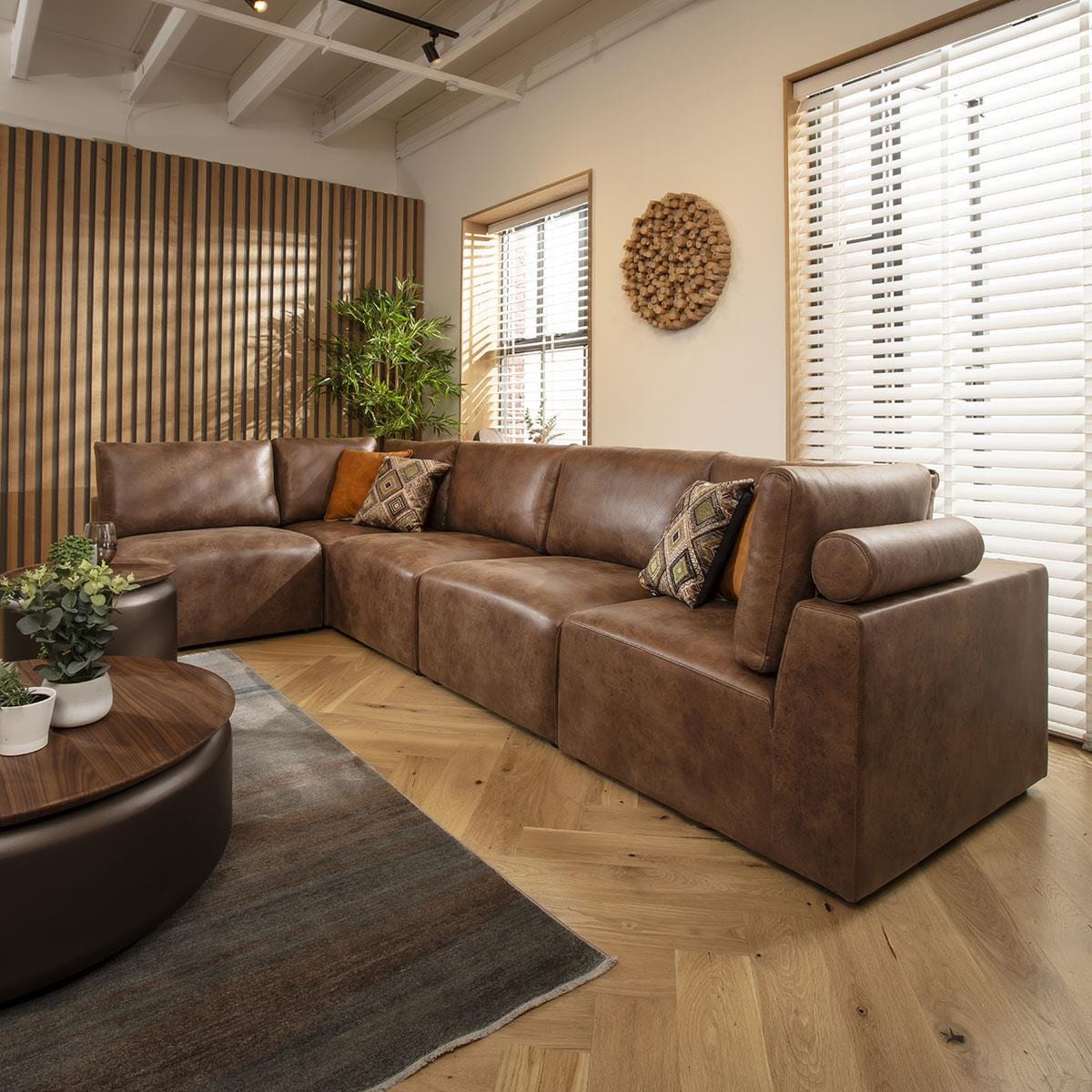 Victoria 6 Seater Corner Sofa Antique Brown 348x174cm 13R