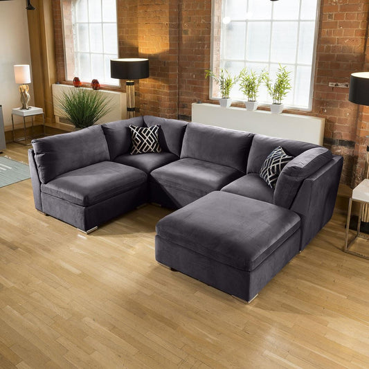 Super Comfy Charlotte Corner Sofa Dark Grey 5 Seater U Shape 3R Living Room / Sofas / In Stock Sofas Sheffield Discount Furniture