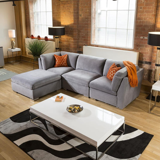 Super Comfy Charlotte Corner Sofa Medium Grey 4 Seater Open End 2L Living Room / Sofas / In Stock Sofas Sheffield Discount Furniture