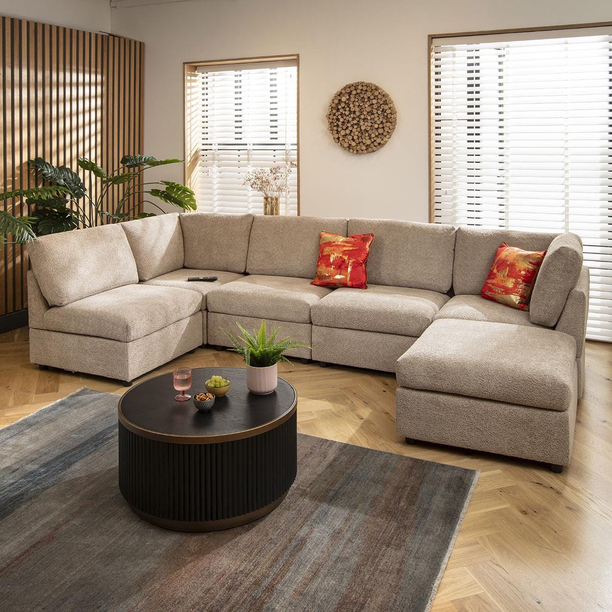 Sophie 6 Seater U-Shape Sofa Biscuit Beige Boucle 320x160cm 6R