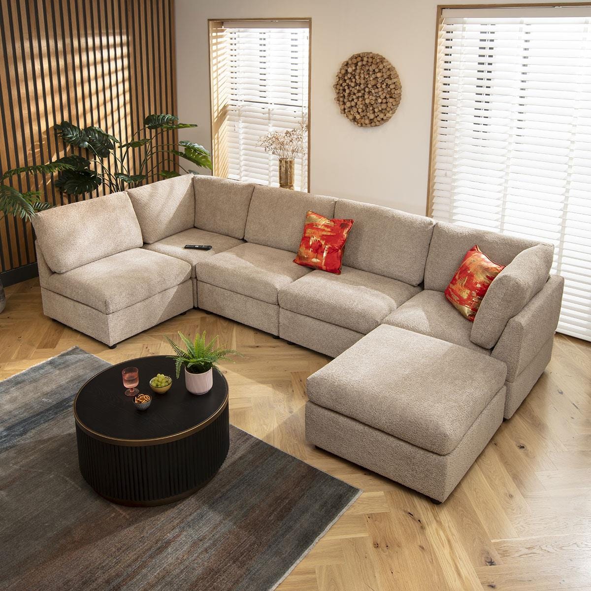 Sophie 6 Seater U-Shape Sofa Biscuit Beige Boucle 320x160cm 6R