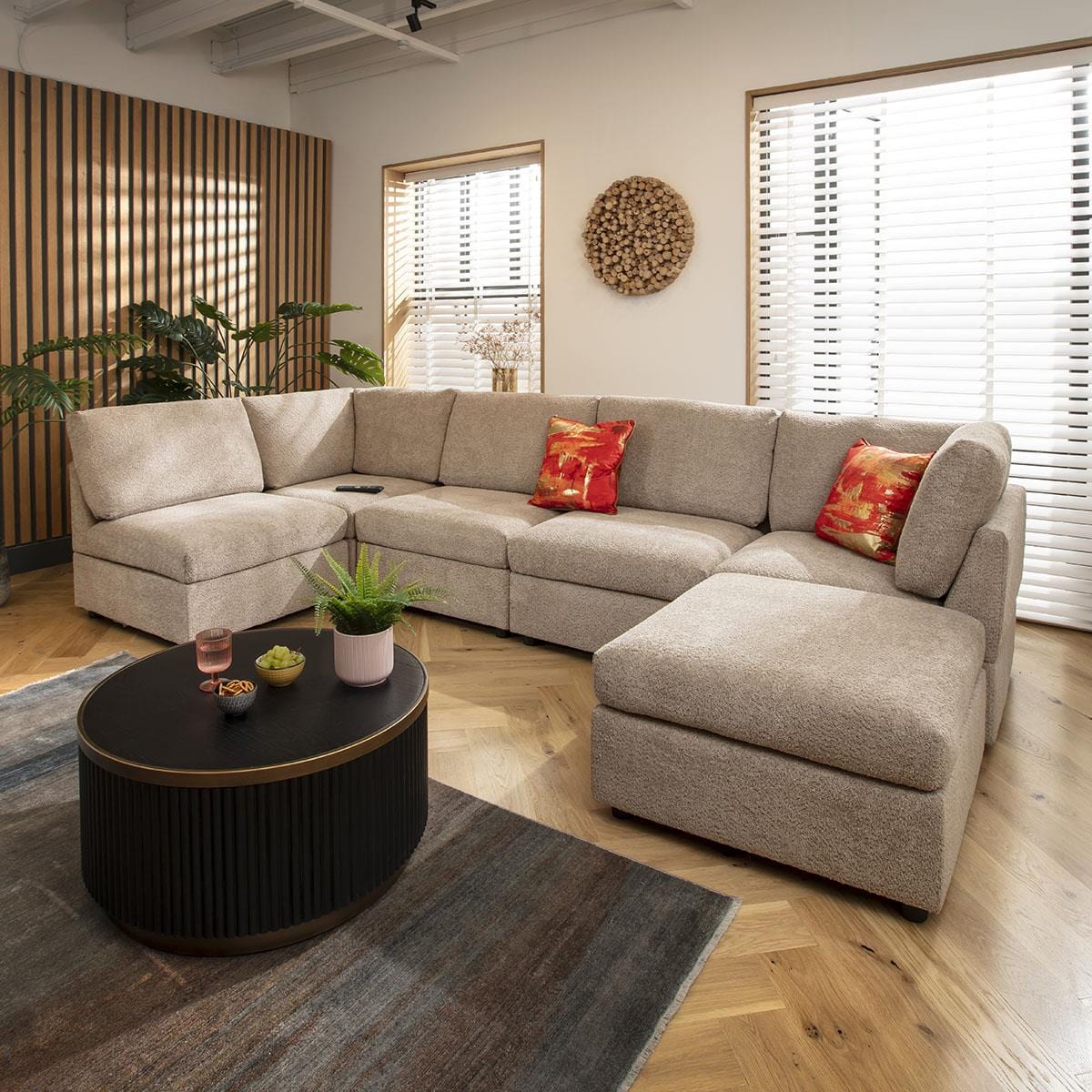 Sophie 6 Seater U-Shape Sofa Biscuit Beige Boucle 320x160cm 6R