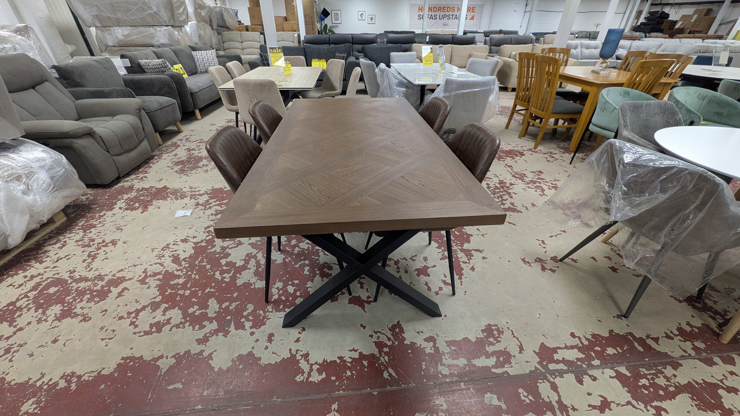 Eden 1.8m dark wood fixed top dining table
