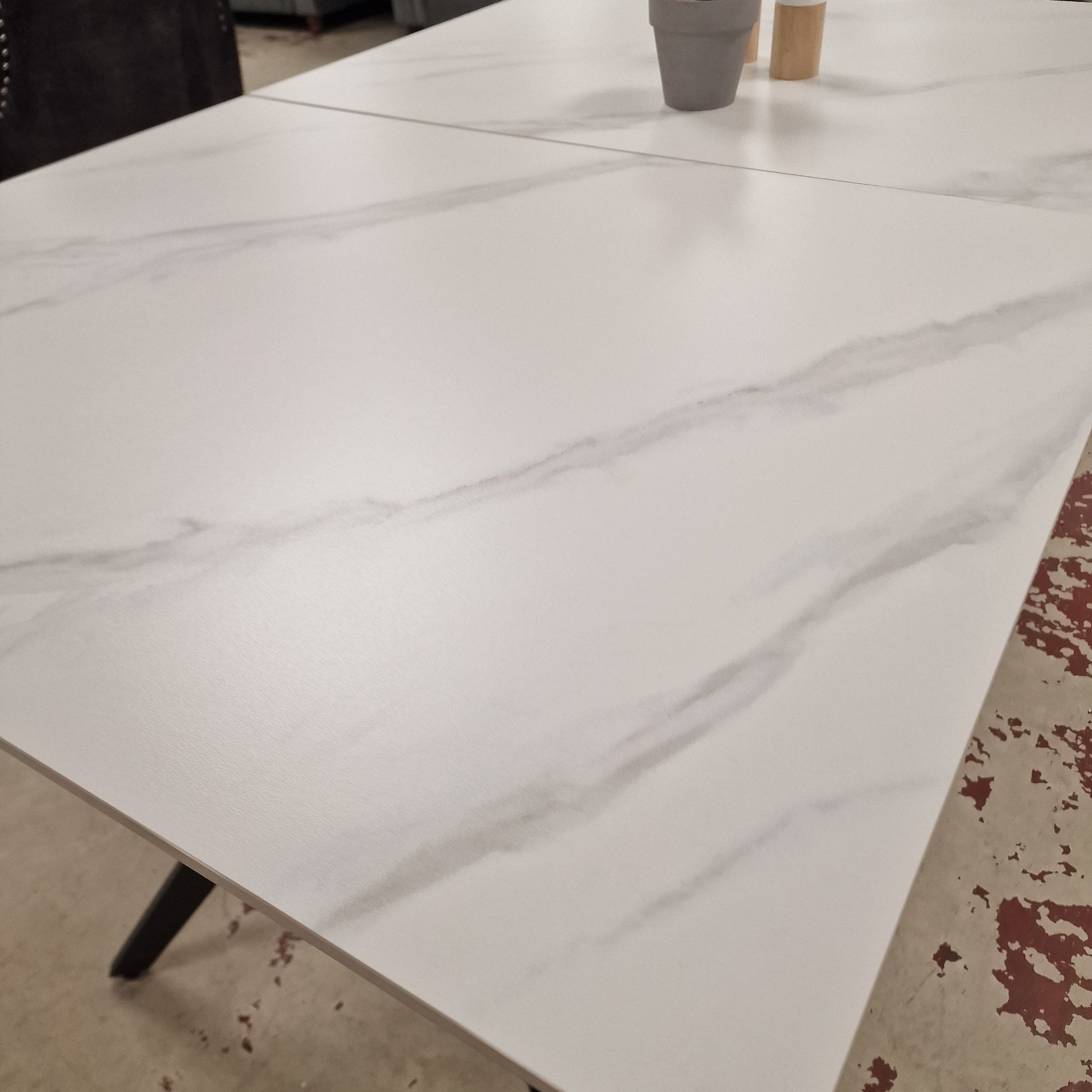 Timor White Ceramic Extending Rectangular Modern Dining Table Sheffield Discount Furniture