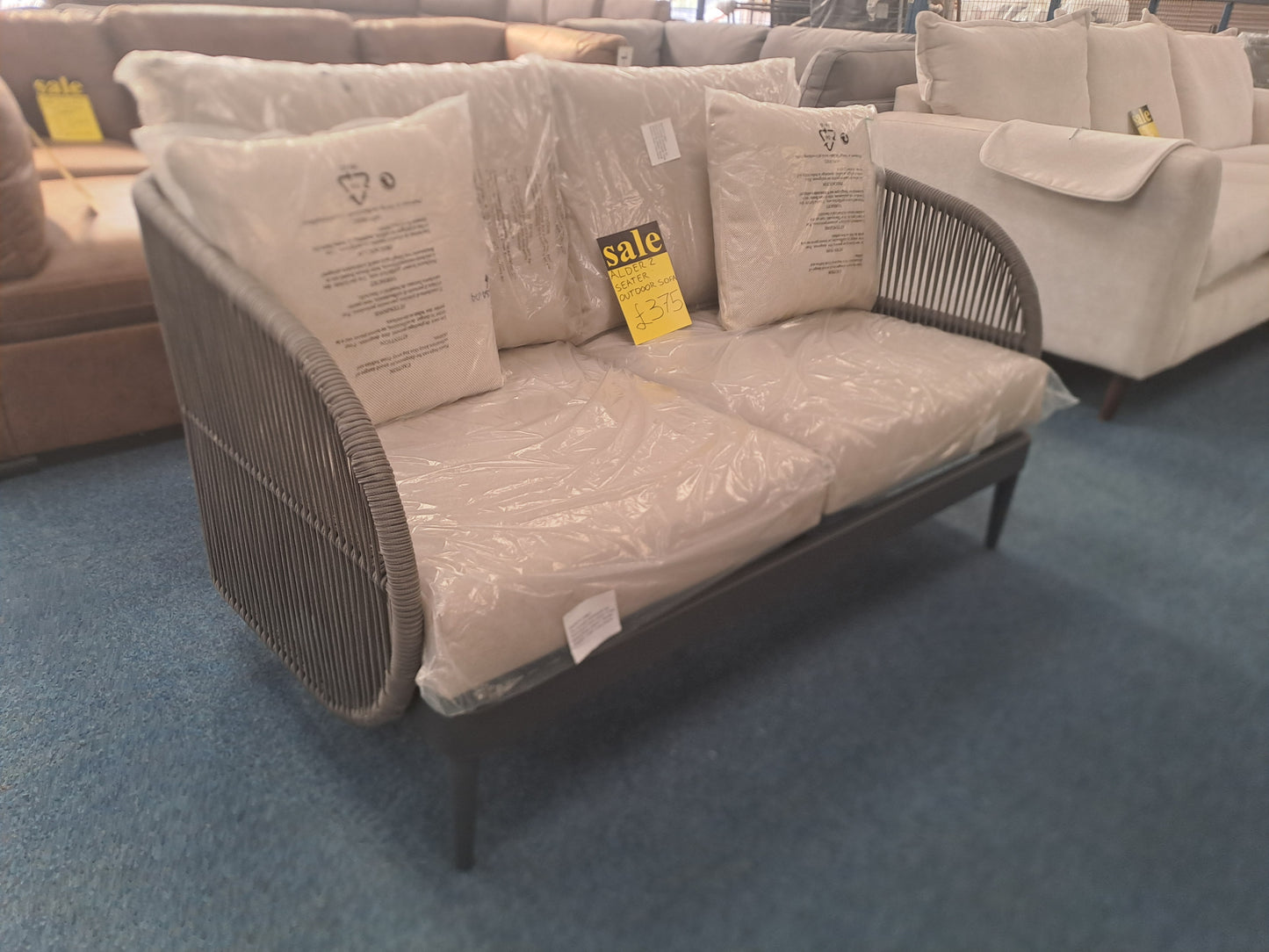 Aldar 2 seater outdoor rope aluminium sofa
