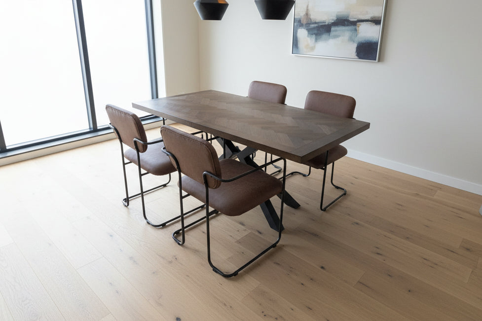Zara 1.4m fixed top dark wood table