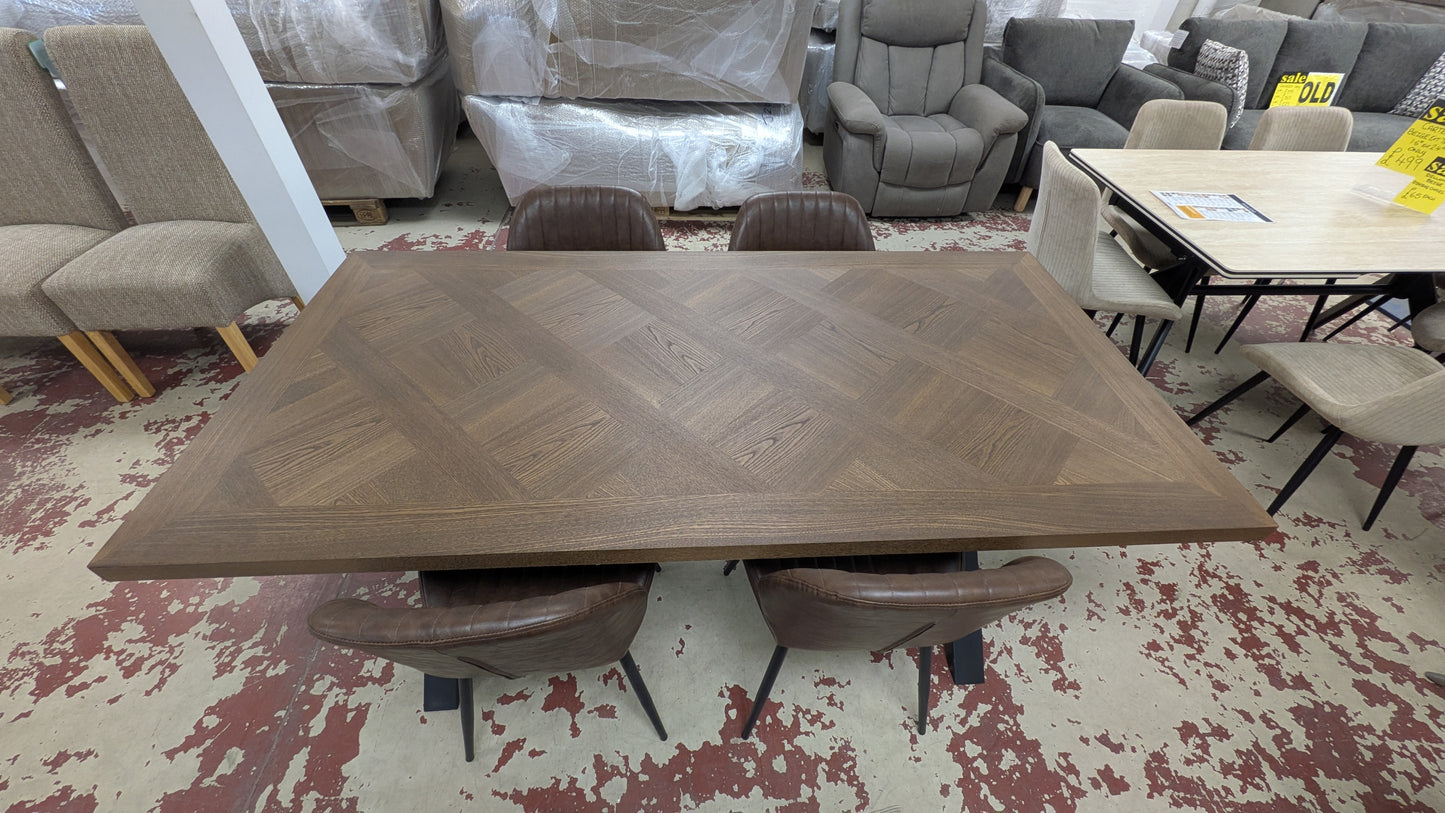 Eden 1.8m dark wood fixed top dining table