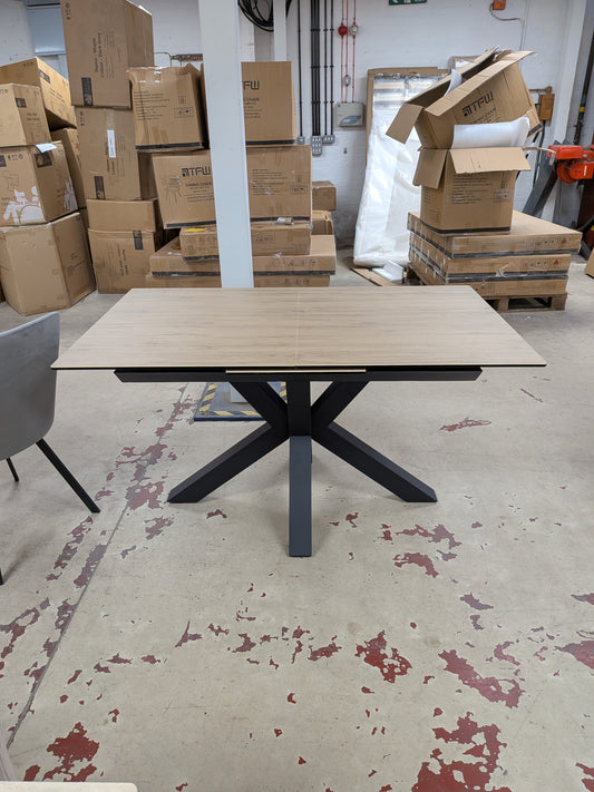 Ceramic wood-affect extending dining table Sheffield Discount Furniture