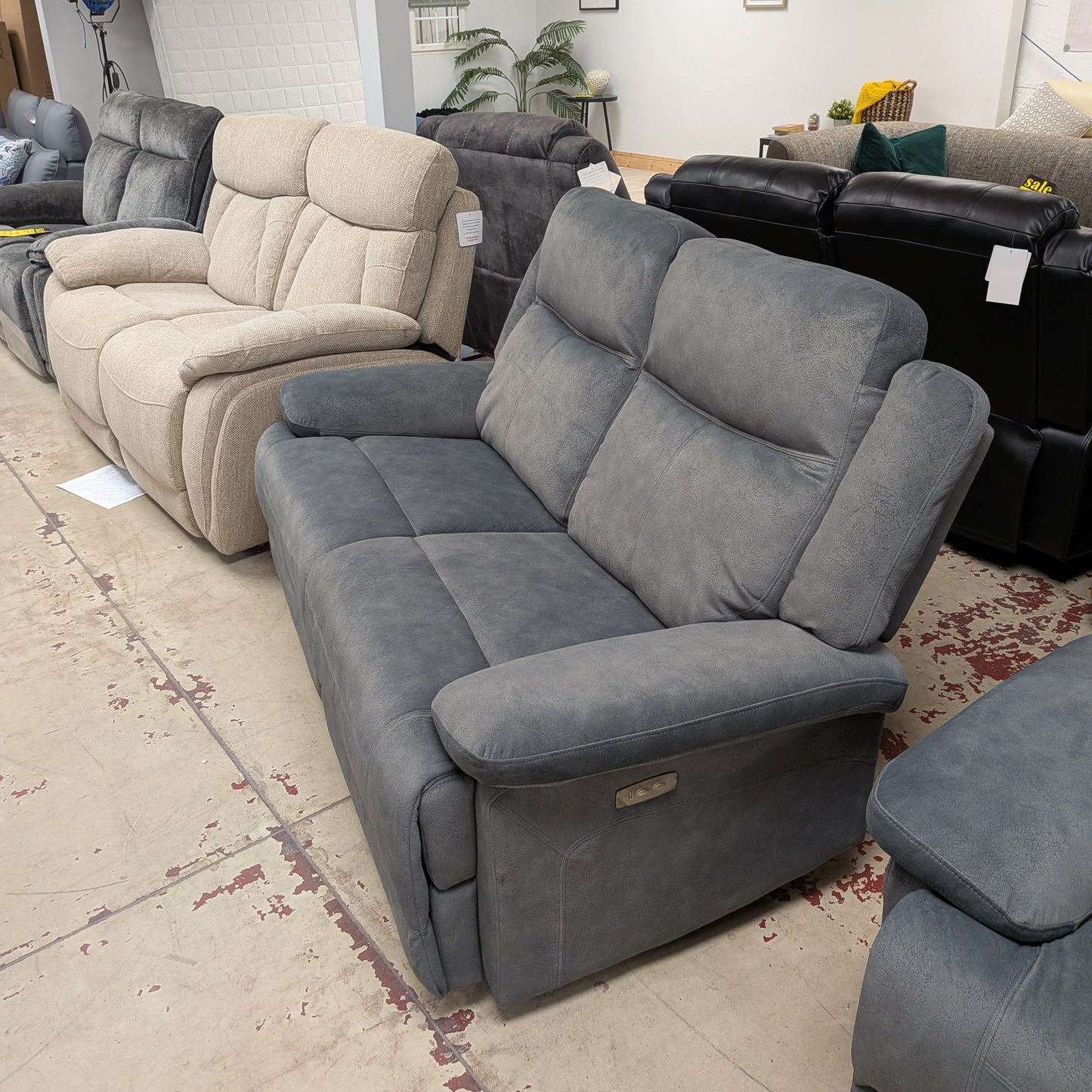 Rockport Grey Power Recliner Sofa