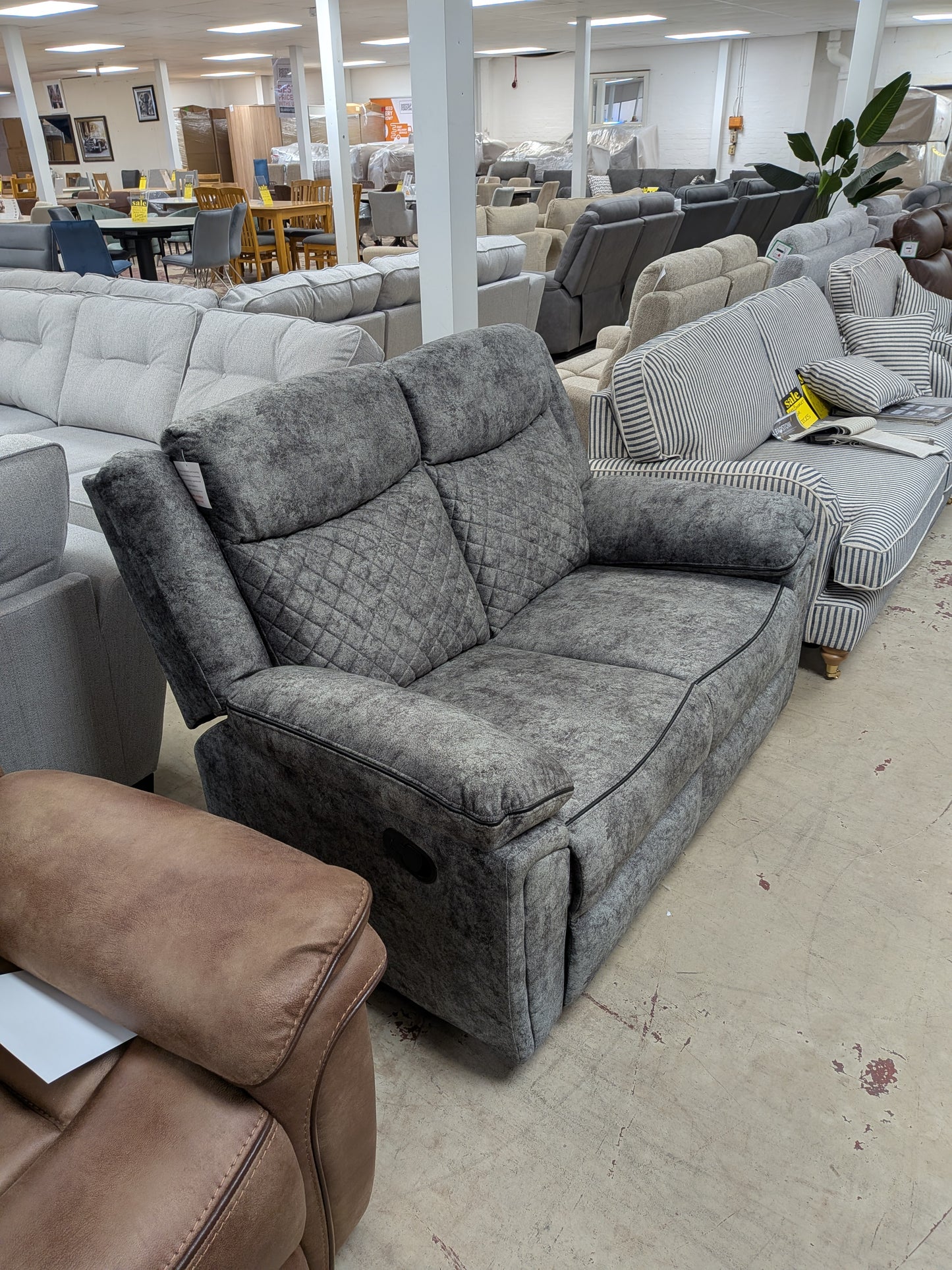 Normandy grey manual recliner sofa