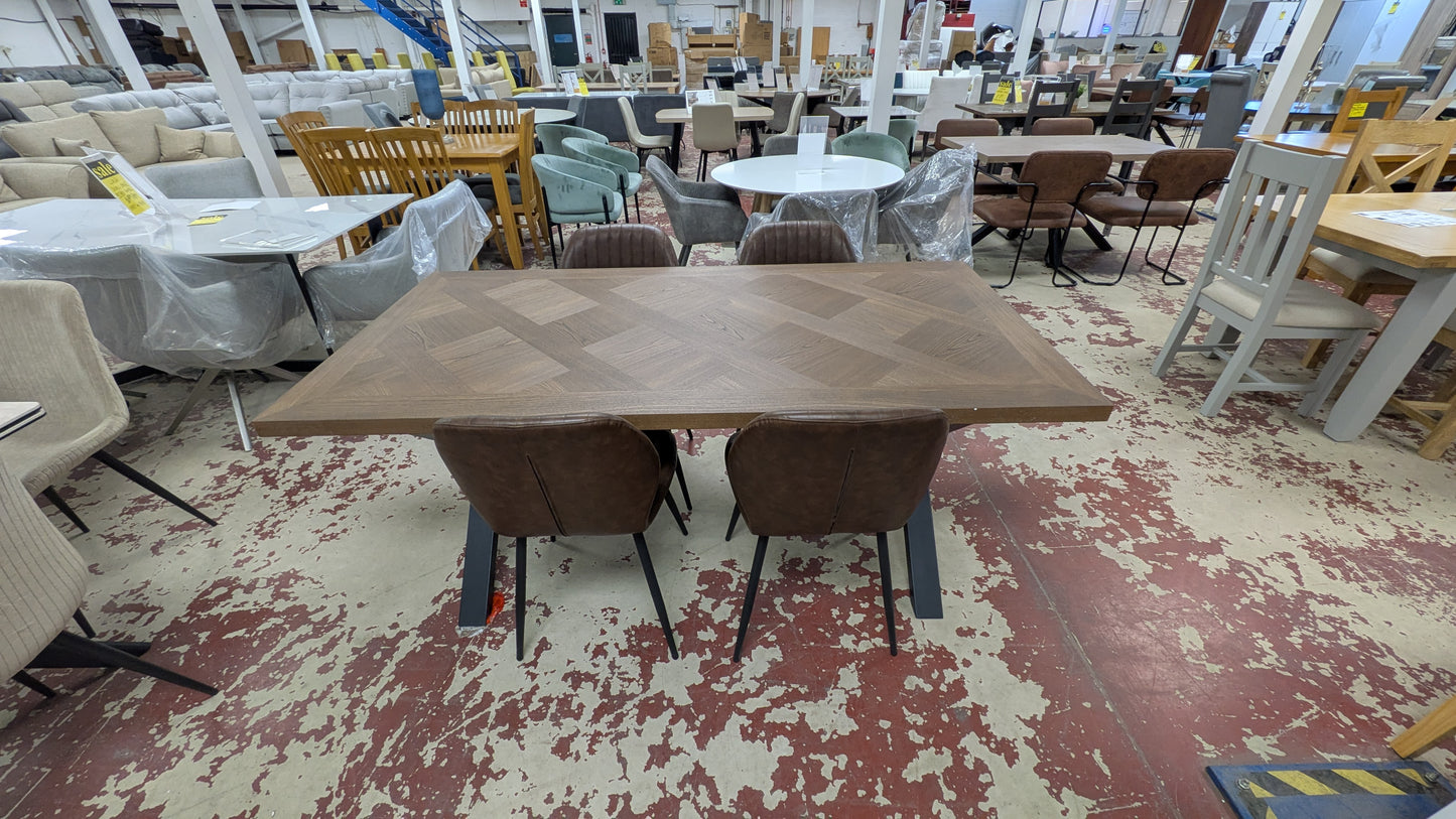 Eden 1.8m dark wood fixed top dining table