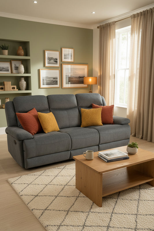 Rockport Grey Power Recliner Sofa 3-seater Sheffield Discount Furniture