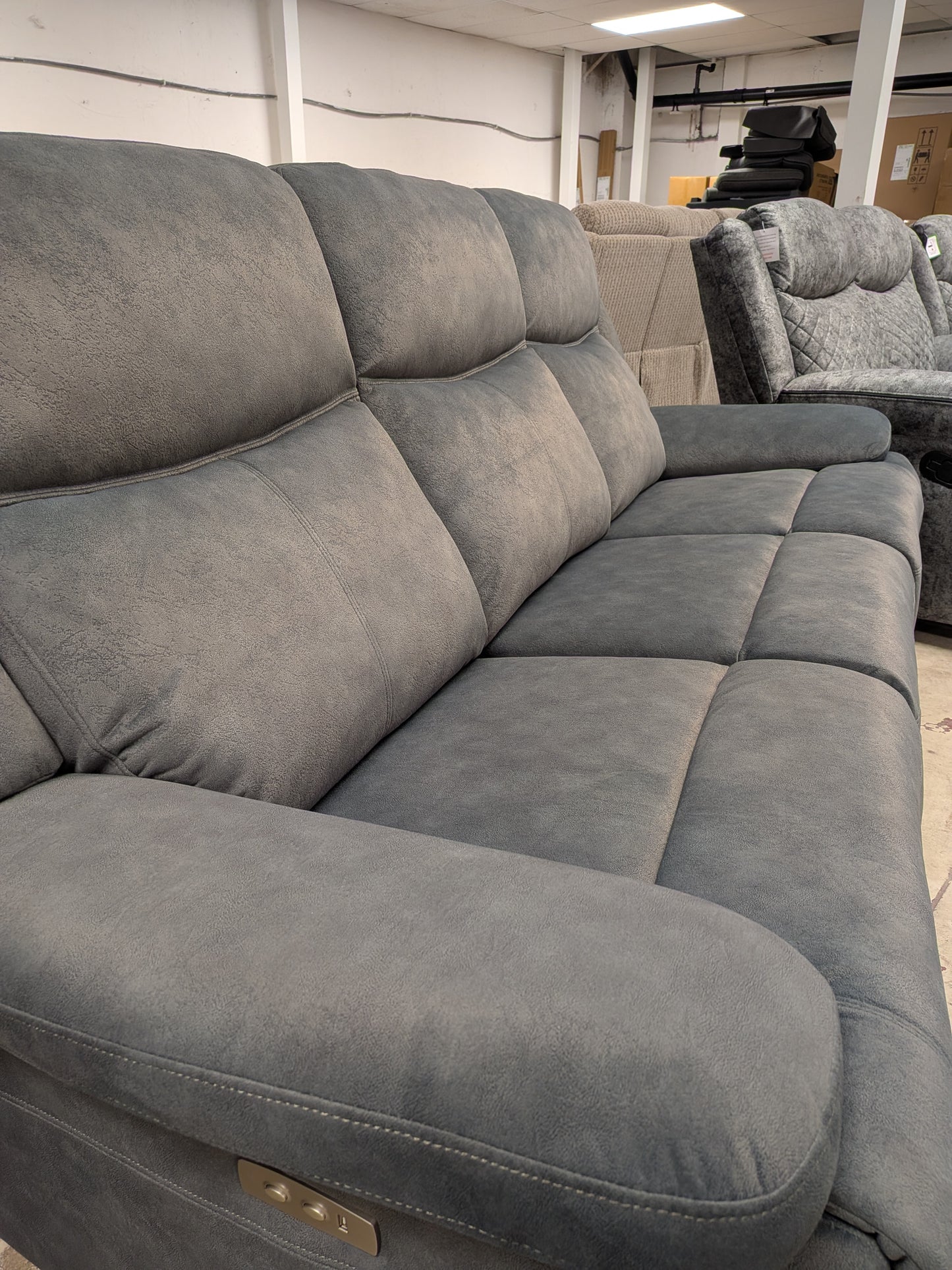 Rockport Grey Power Recliner Sofa