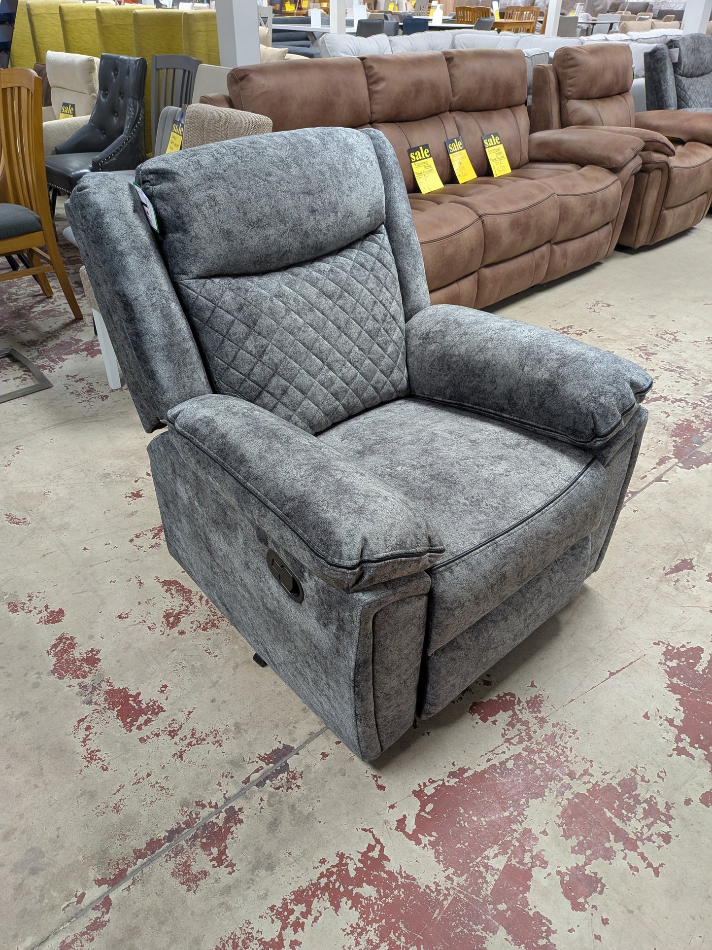 Normandy grey manual recliner sofa