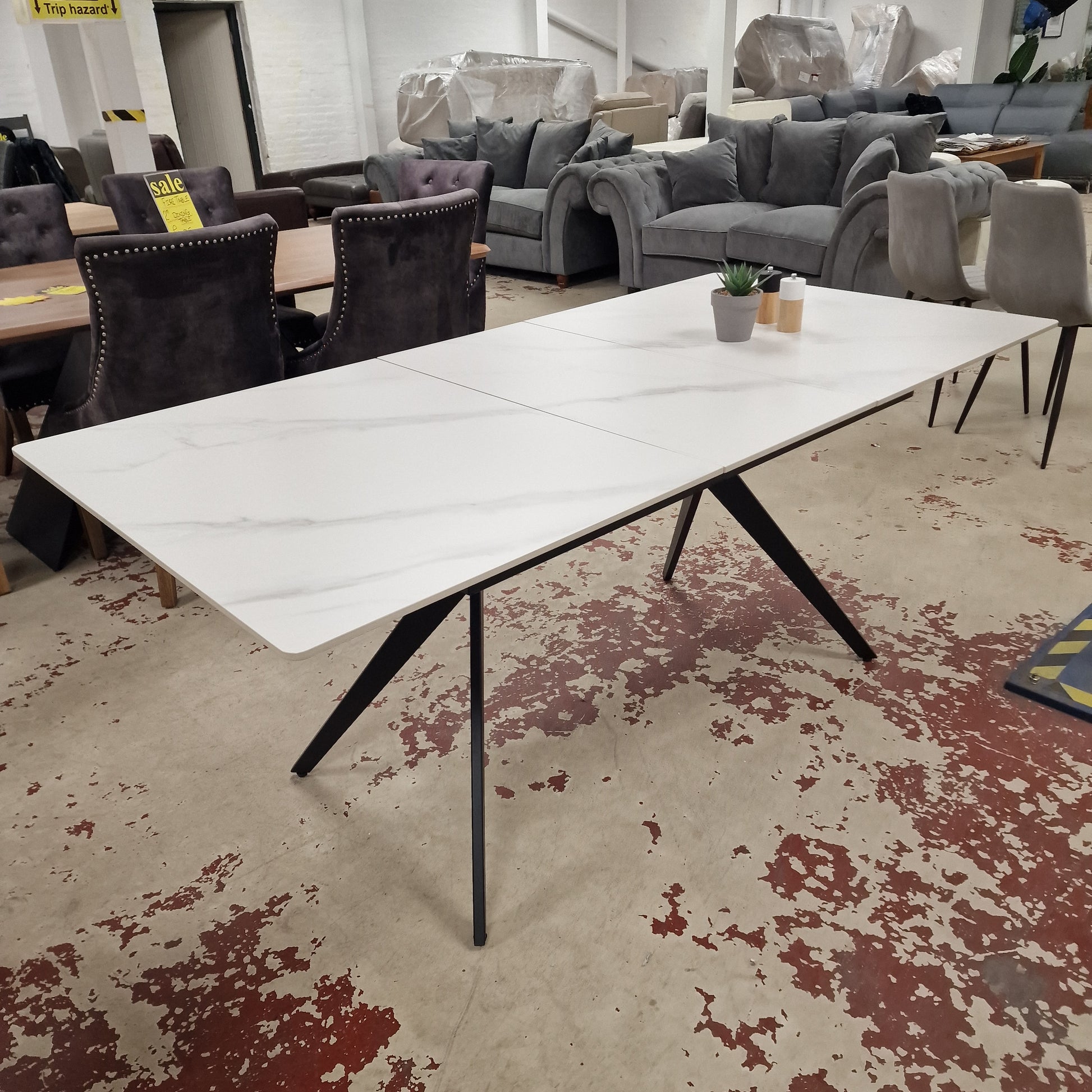 Timor White Ceramic Extending Rectangular Modern Dining Table Sheffield Discount Furniture