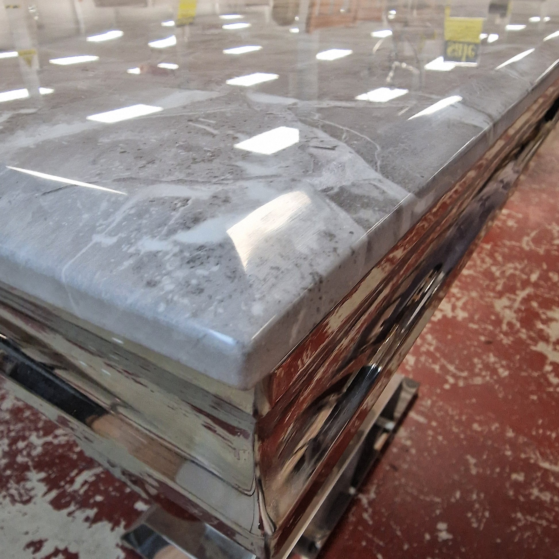 Chelsea White / Grey / Black Marble / Chrome Rectangular Dining Table Sheffield Discount Furniture