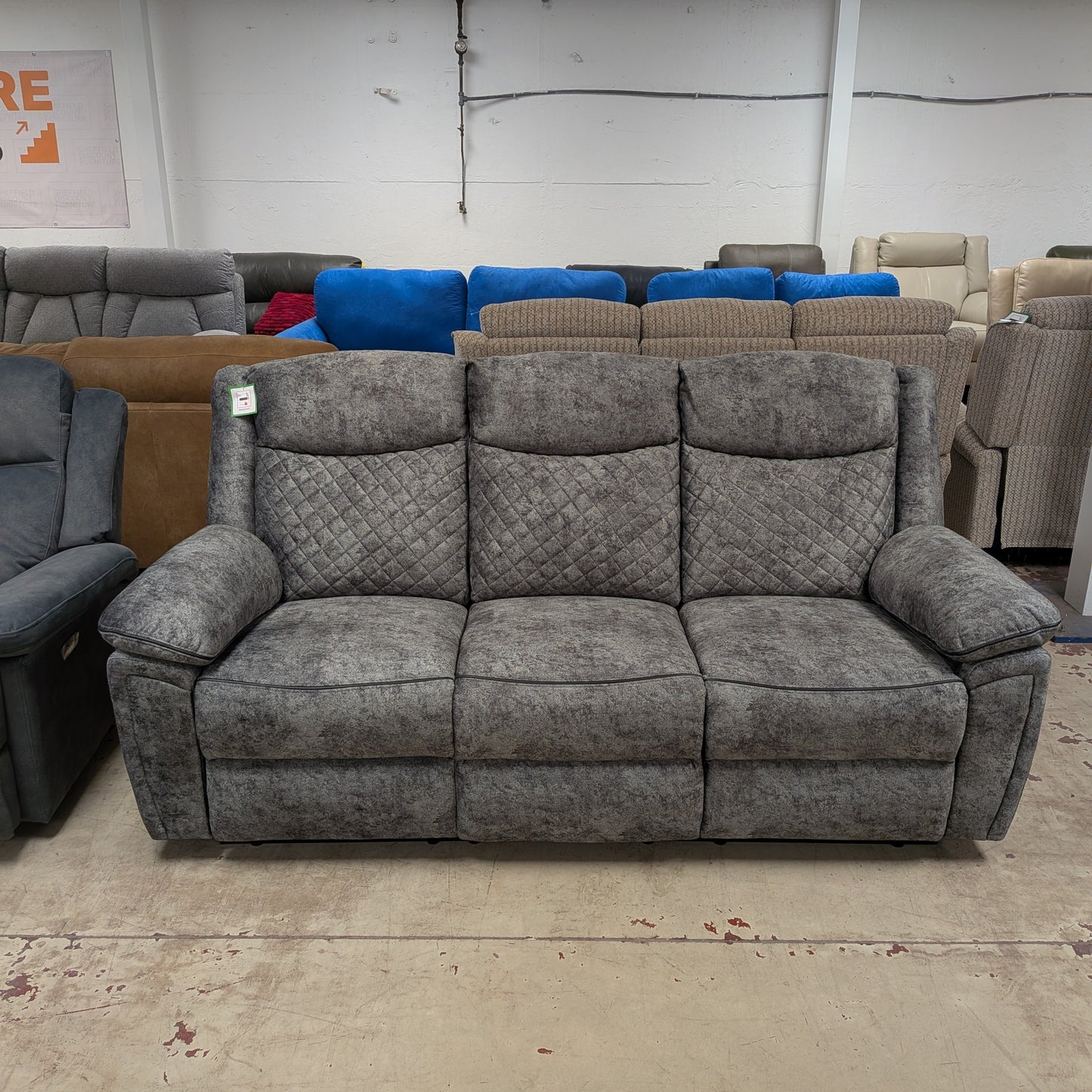 Normandy grey manual recliner sofa