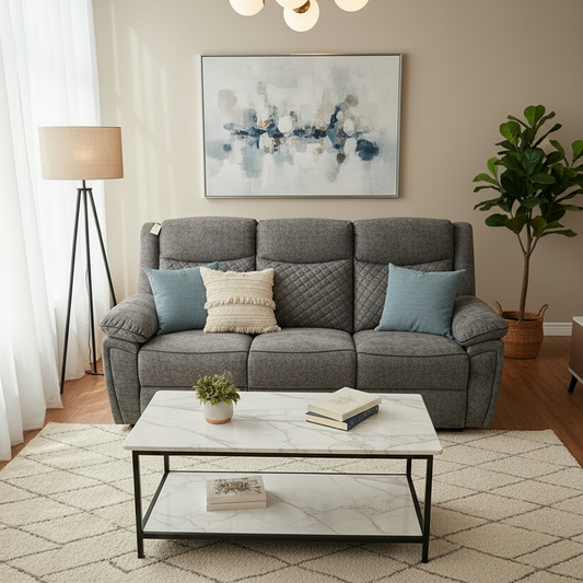 Normandy grey manual recliner sofa 3-seater Sheffield Discount Furniture
