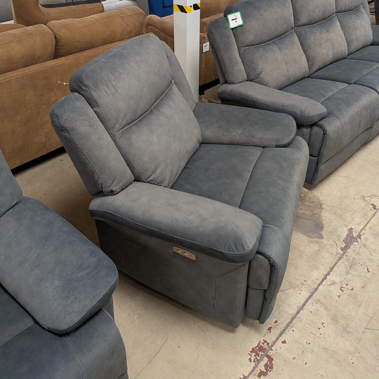 Rockport Grey Power Recliner Sofa
