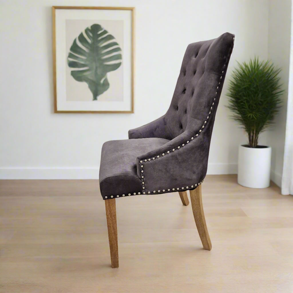 Largr Dining Chair Deep Padded Brushed Velvet Dining Chair Oak Legs Sheffield Discount Furniture