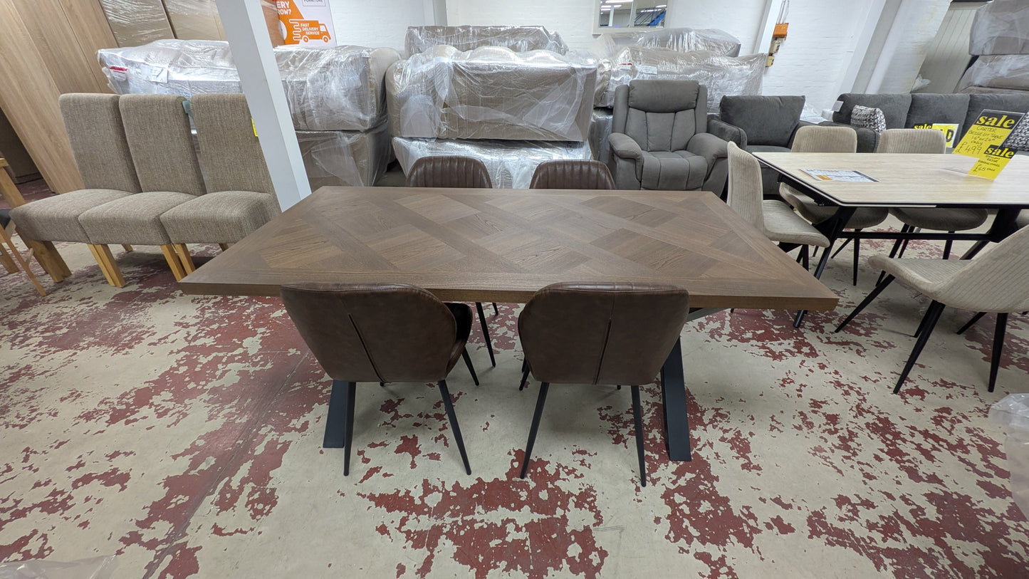 Eden 1.8m dark wood fixed top dining table