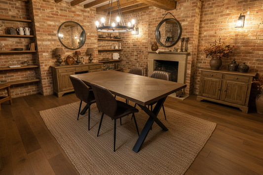 Eden 1.8m dark wood fixed top dining table Sheffield Discount Furniture