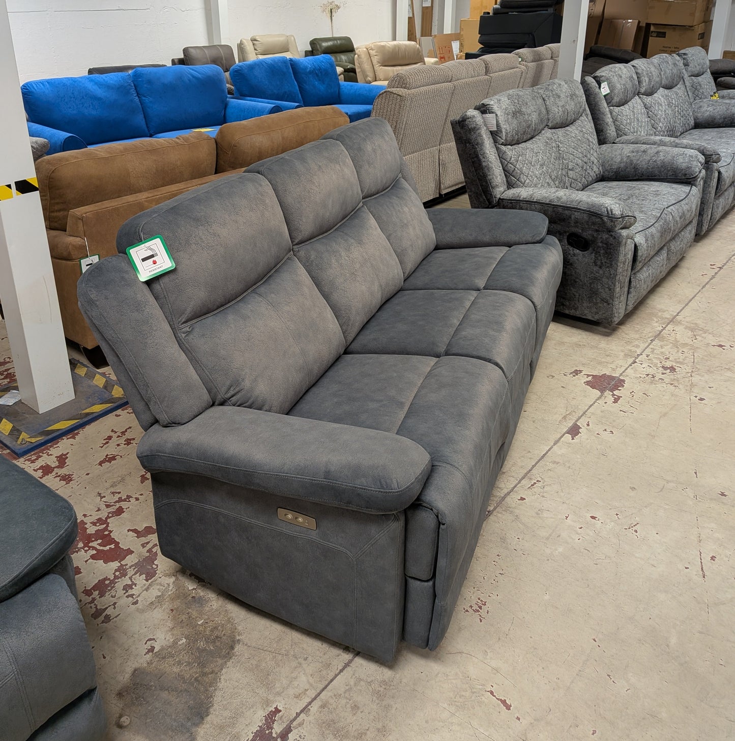 Rockport Grey Power Recliner Sofa